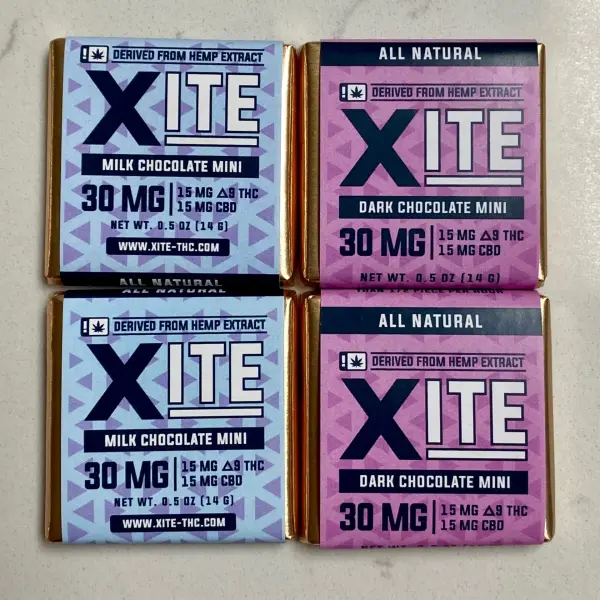 Xite Edibles Chocolate Squares D9 + CBD