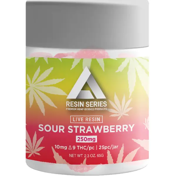 Extrax Live Resin Sour Strawberry D9 Gummies 250mg | 25ct