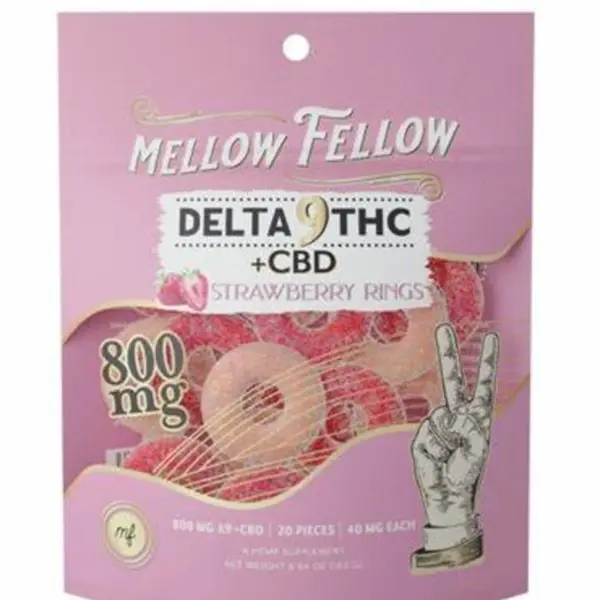 Mellow Fellow Delta 9 + CBD Strawberry Rings 800mg | 40mg each